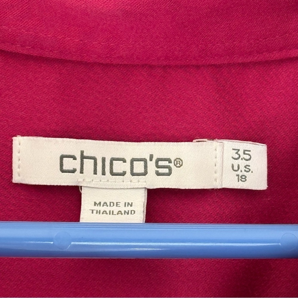 Chico’s Magenta Button-Down Blouse Size 3 (US 18) Long Sleeve Stretch - Picture 5 of 8
